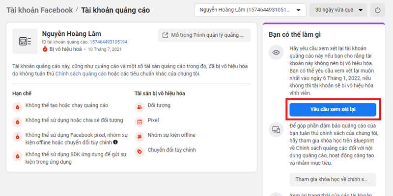 fanpage bi han che quang cao 1