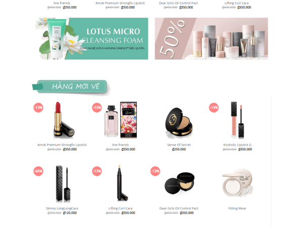 Mẫu website đẹp bán mỹ phẩm đồ trang điểm 06
