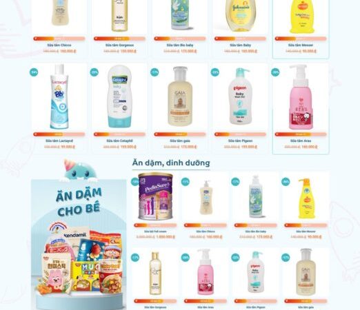 Mẫu Website shop bán shop quần áo bỉm sữa em bé chuẩn đẹp