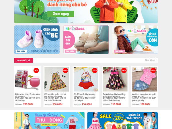 Mẫu website bán quần áo thời trang trẻ em