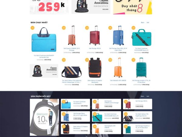 Mẫu Website bán balo túi xách chuẩn đẹp
