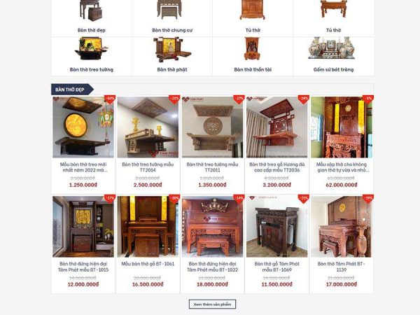 Mẫu website WordPress bán bàn thờ