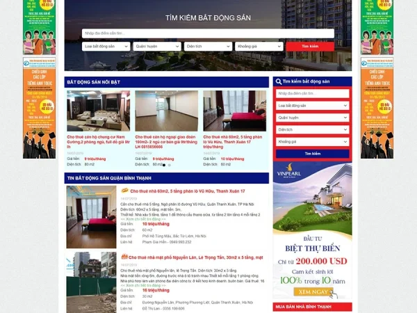 Mẫu Website bất động sản 38 chuẩn đẹp