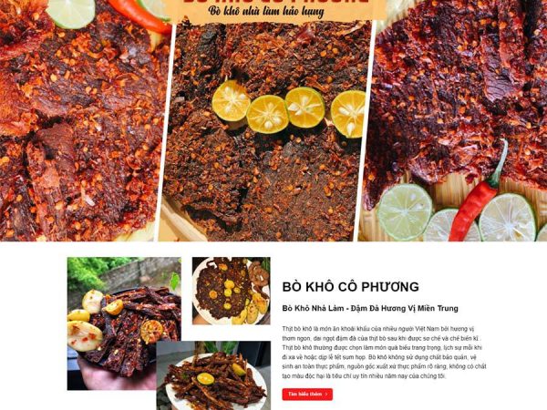 Mẫu website WordPress bán bò khô