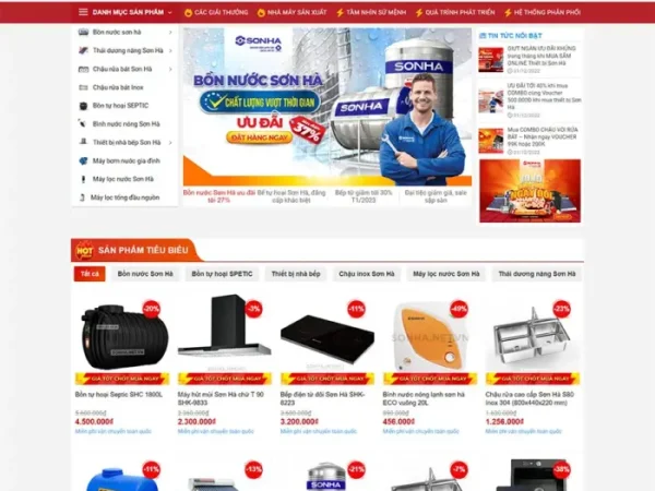 Mẫu Website bán bồn nước đồ gia dụng chuẩn đẹp
