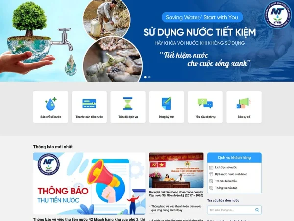 Mẫu Website xí nghiệp cấp nước chuẩn đẹp