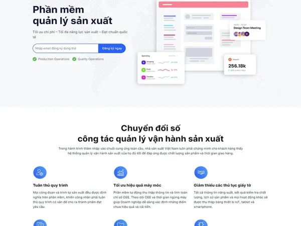 Mẫu Website giới thiệu phần mềm quản lý sản xuất chuẩn đẹp