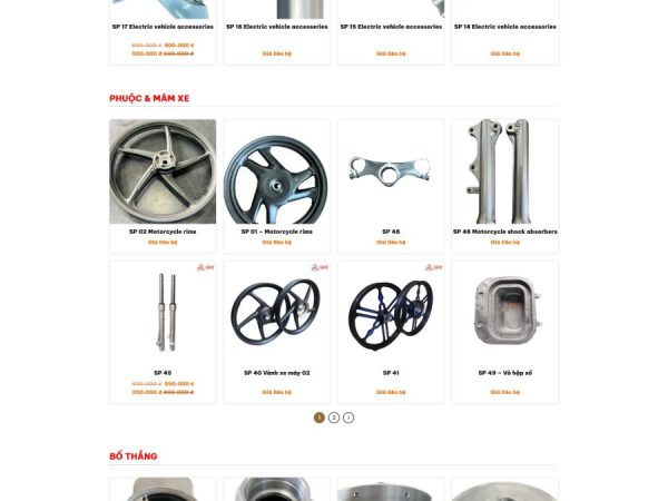 Mẫu Website bán phụ tùng xe máy chuẩn đẹp