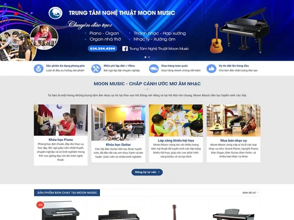 Mẫu Website trung tâm dạy nhạc chuẩn đẹp