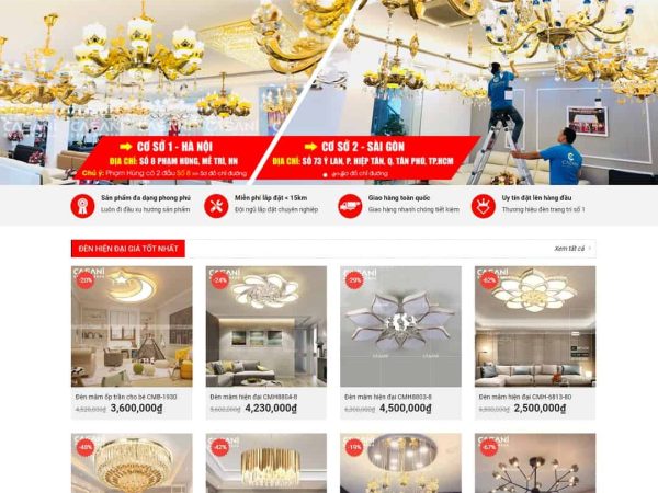 Mẫu website WordPress bán đèn Led, đèn trang trí