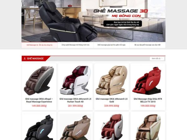 Mẫu website ghế massage