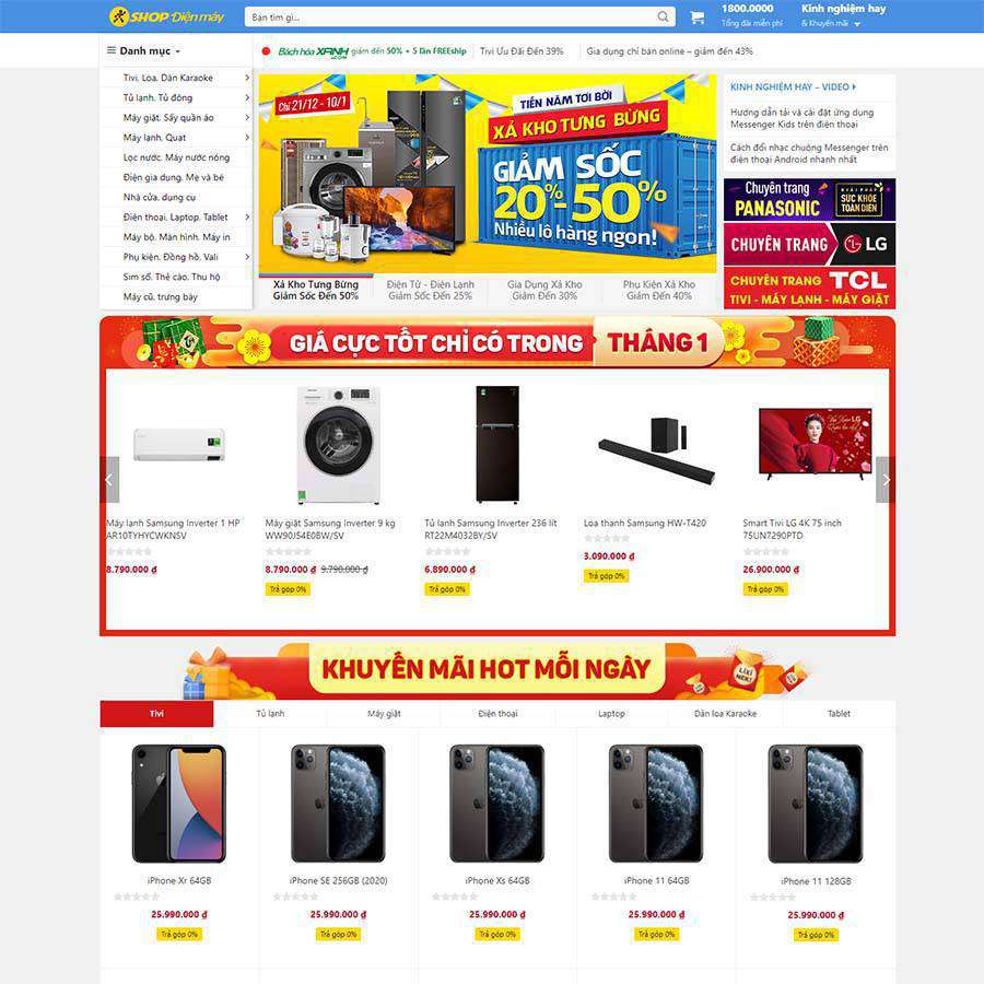 Mẫu website WordPress điện máy xanh