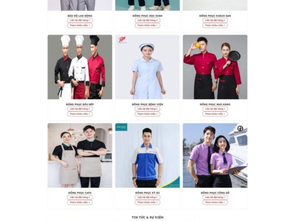 Mẫu Website xưởng may đồng phục chuẩn đẹp