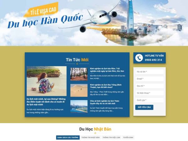 Mẫu website công ty du học Hàn Quốc