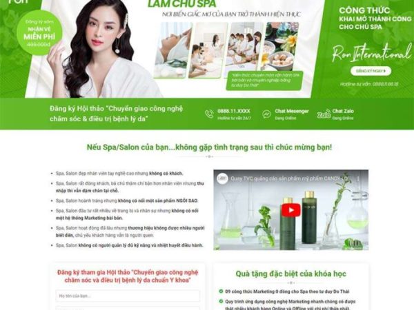 Mẫu website đào tạo chủ Spa