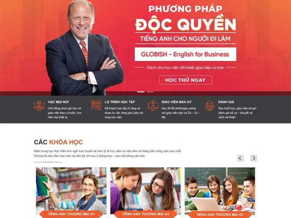 Mẫu Website trung tâm học tiếng anh 02 chuẩn đẹp