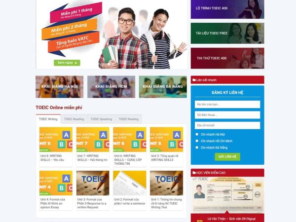 Mẫu website WordPress trung tâm anh ngữ