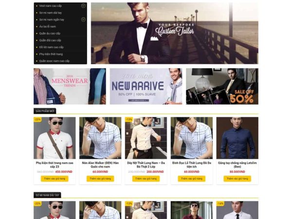 Mẫu website shop thời trang nam