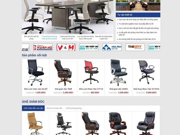Mẫu website WordPress bán ghế văn phòng
