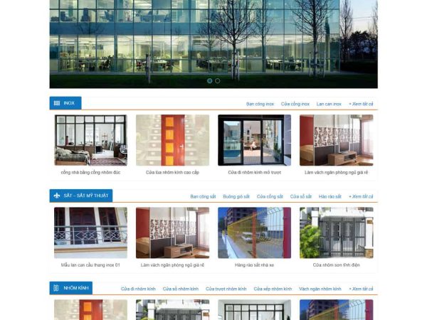 Mẫu website  cơ khí, nhôm kính