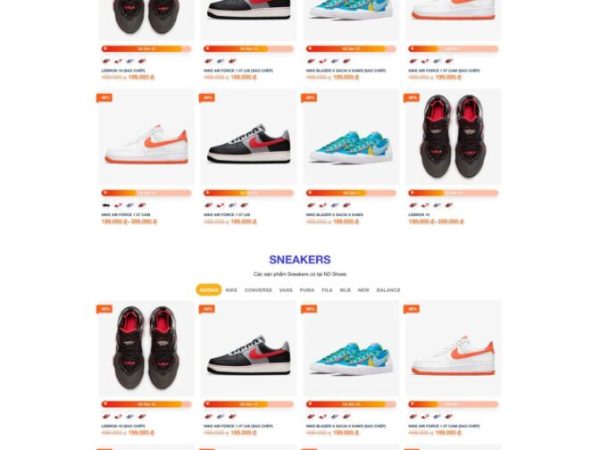 Mẫu Website shop giày 1 chuẩn đẹp