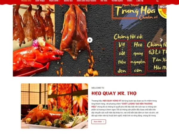 Mẫu Website cửa hàng bán heo quay chuẩn đẹp