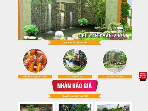 Mẫu website WordPress thi công hồ cá Koi, Tiểu cảnh
