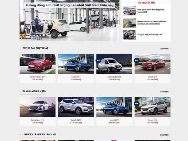 Mẫu website WordPress bán xe Hyundai 02