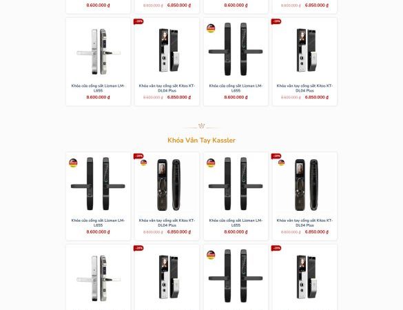 Mẫu Website bán khóa cửa vân tay chuẩn đẹp