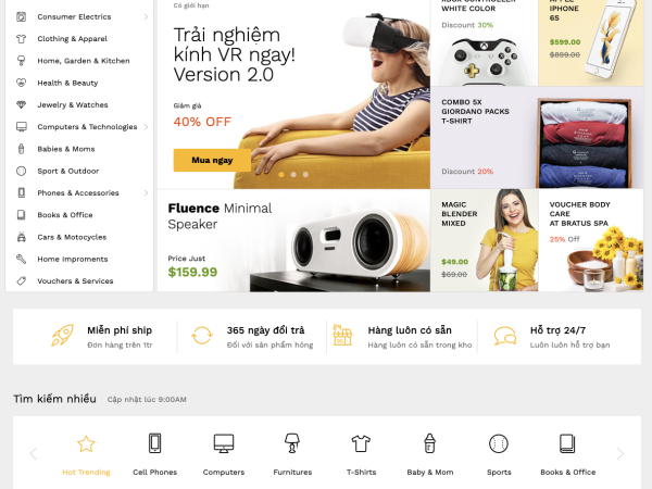 Mẫu Website Elementor thương mại điện tử đa dạng sản phẩm chuẩn đẹp