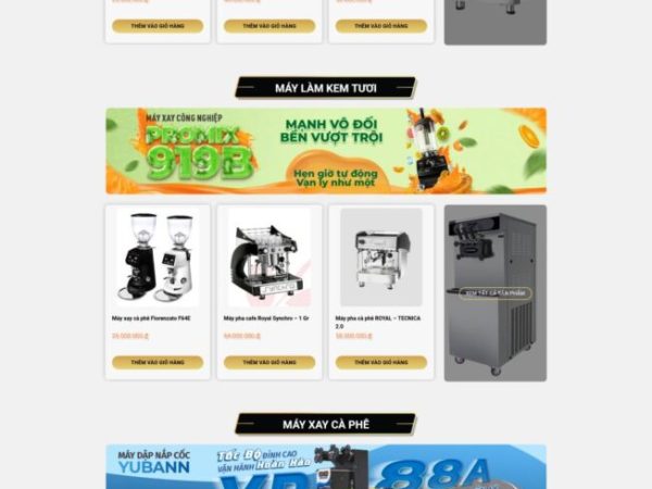 Mẫu Website bán máy pha chế cafe chuẩn đẹp
