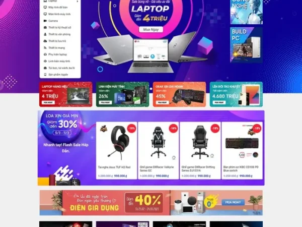 Mẫu Website bán máy tính, laptop 03 chuẩn đẹp