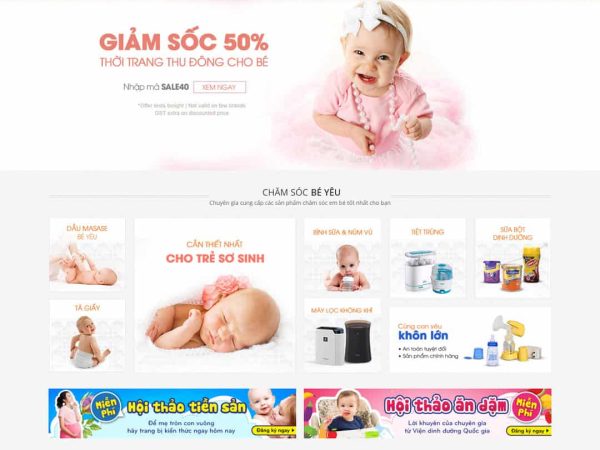 Mẫu website WordPress bán sản phẩm mẹ và bé
