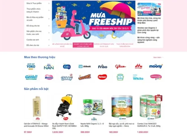 Mẫu Website bán sản phẩm mẹ và bé 02 chuẩn đẹp