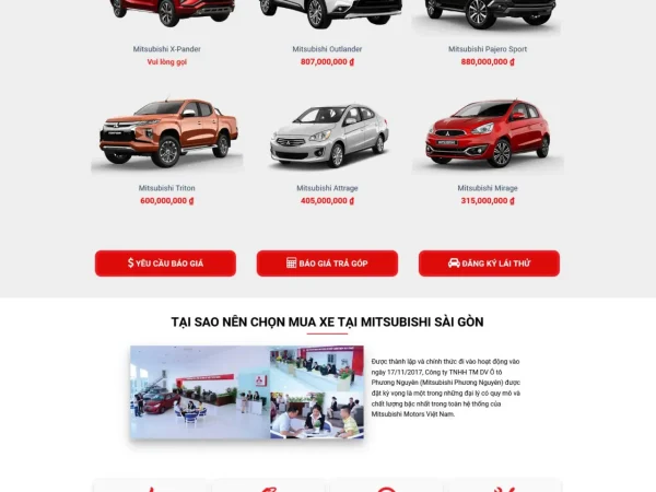 Mẫu Website bán xe mitsubishi 1 chuẩn đẹp