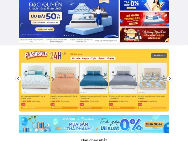 Mẫu Website cửa hàng chăn ga gối nệm chuẩn đẹp
