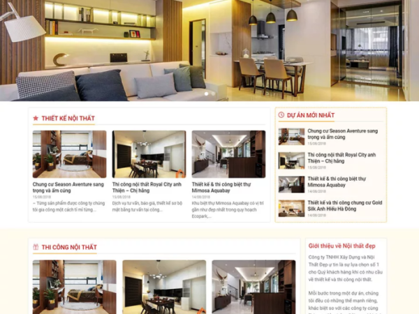 Mẫu website thiết kế thi công nội thất wordpress