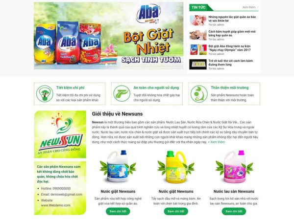 Mẫu website WordPress bán bột giặt, nước tẩy rửa
