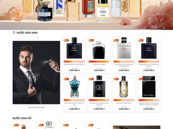 Mẫu Website shop bán nước hoa chuẩn đẹp
