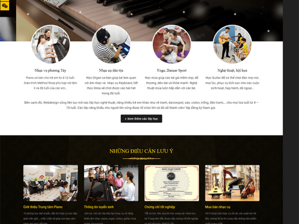 Mẫu website trung tâm dạy nhạc nghệ thuật wordpress