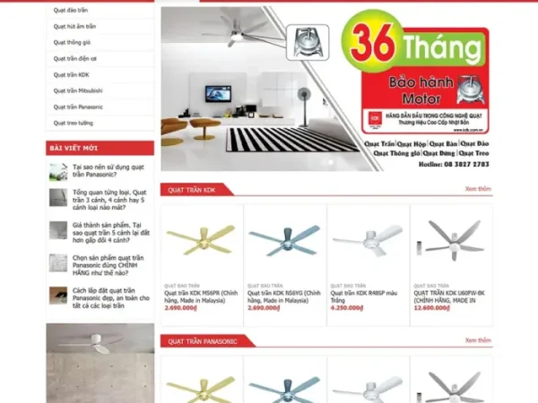 Mẫu Website bán quạt trần chuẩn đẹp