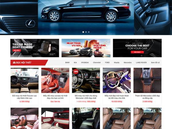 Mẫu website dịch vụ trang trí ô tô wordpress