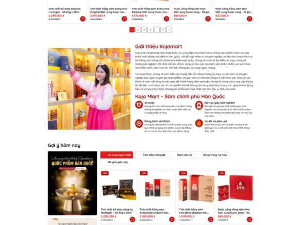 Mẫu Website bán sâm hàn quốc chuẩn đẹp