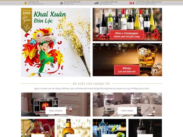 Mẫu website WordPress cửa hàng bán rượu