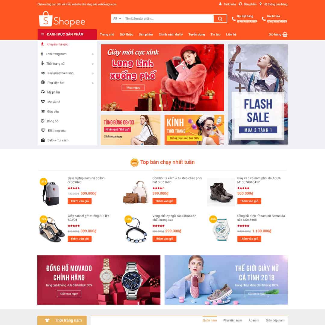 Mẫu website WordPress Shop thời trang, quần áo