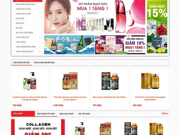 Mẫu Website siêu thị hàng nội địa Nhật chuẩn đẹp