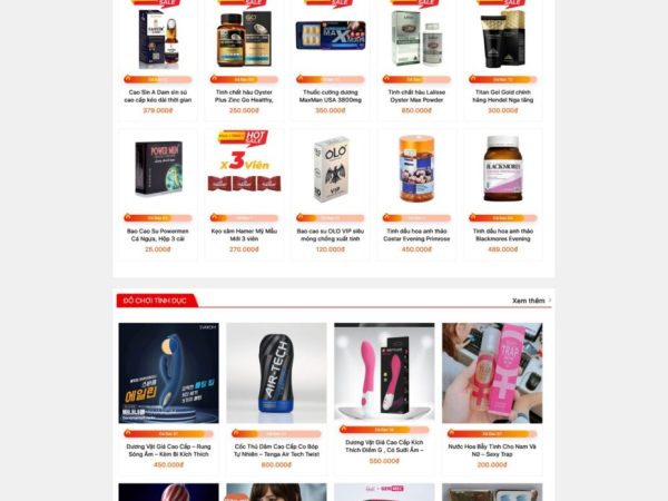 Mẫu Website bán sản phẩm sinh lý 18 chuẩn đẹp