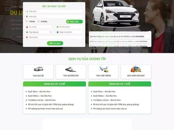 Mẫu website dịch vụ taxi 02