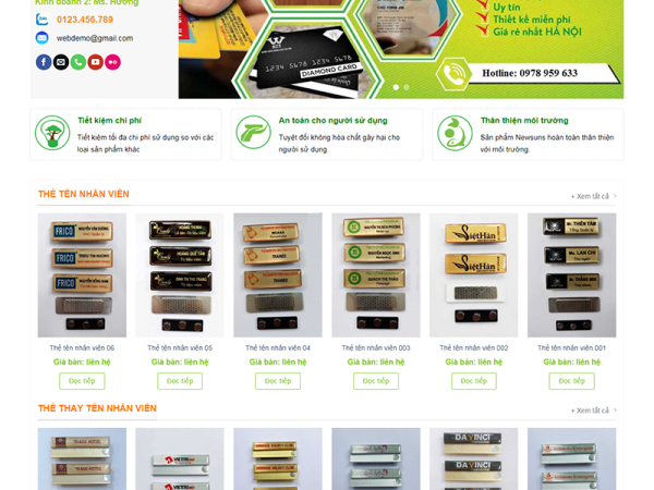 Mẫu website Dịch vụ in thẻ Mica quảng cáo  wordpress