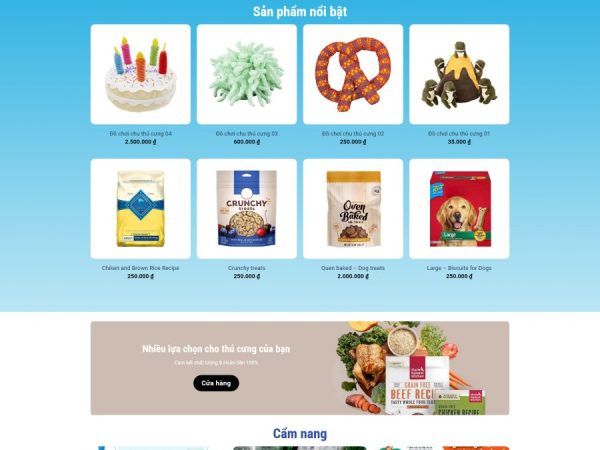 Mẫu Website bán thực phẩm thú cưng chuẩn đẹp